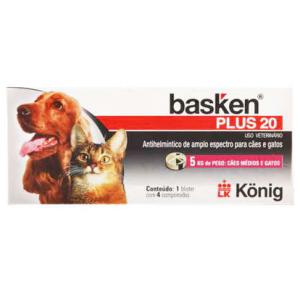 Vermífugo Basken Plus 20 p /Cães e Gatos Medios - c/4 Comp. - Konig