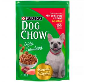 Ração Úmida Sachê Purina Dog Chow Cães Adultos Sabor Mix de Frango e Carne â€“ 100g