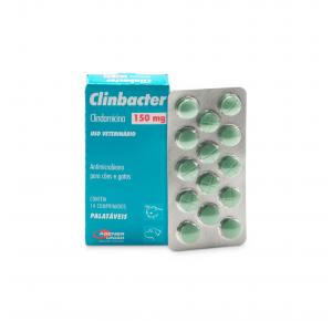 Antimicrobiano Clinbacter para Cães e Gatos com 14 Comprimidos Agener União 150mg