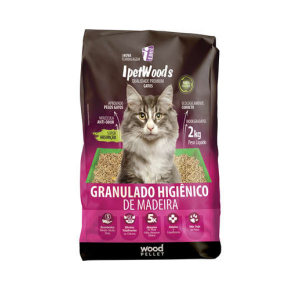 Granulado Madeira para Gatos 2kg - Ipet Woods 