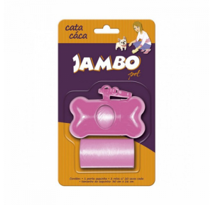 Kit Porta Cata Caca + 2 Rolos Jambo Basic para Cães - Rosa