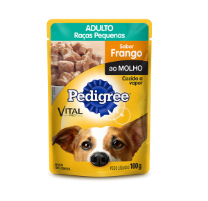 Ração Úmida Pedigree Sachê Cães Adultos Raças Pequenas Frango ao Molho 100g