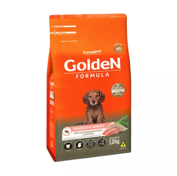 Ração Golden Fórmula para Cães Filhotes Raças Pequenas Frango e Arroz 1Kg