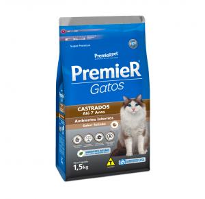 Ração Premier Ambientes Internos para Gatos Adultos Castrados até 7 Anos Sabor Salmão 1.5kg