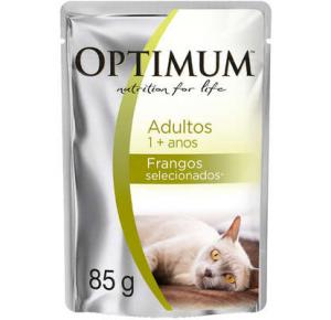 Ração Umida Optimum Sachê para Gatos Adultos Sabor Frango  85g