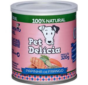 Ração Úmida Pet Delícia Natural Papinha de Frango para Cães Filhotes 320g