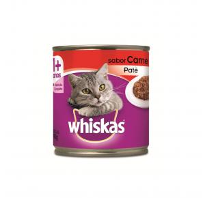 Ração Whiskas Lata Patê para Gatos Adultos Sabor Carne 290g