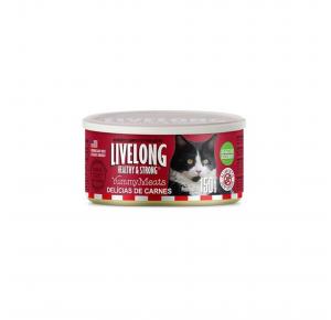 Ração Úmida Livelong Gato Delícias de Carne + Vegetais 150gr