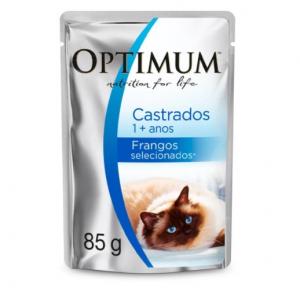 Ração Umida Optimum Sachê para Gatos Castrados Sabor Frango  85g