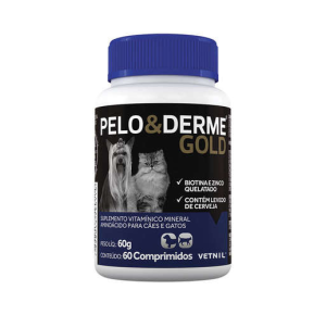 Suplemento Vitamínico Pelo & Derme Gold para Cães e Gatos 60 Comprimidos - Vetnil 