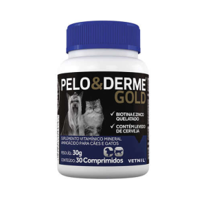 Suplemento Vitamínico Pelo & Derme Gold para Cães e Gatos 30 Comprimidos - Vetnil 