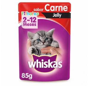 Ração Úmida Whiskas Sachê Carne Jelly para Gatos Filhotes