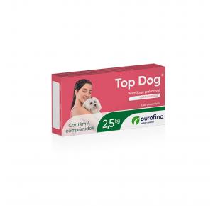 Vermífugo Top Dog para Cães de até 2.5kg com 4 Comprimidos Ourofino