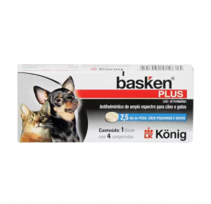 Vermífugo Basken Plus p /Cães e Gatos até 2,5kg - c/4 Comp. - Konig