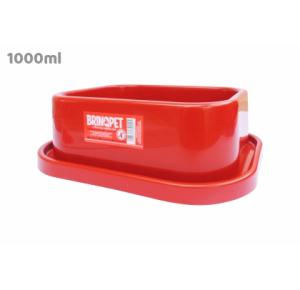 COMEDOURO PLASTICO ANTI-FORMIGAS  CAES E GATOS G - VERMELHO 1000ML BRINQ PET