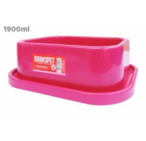 COMEDOURO PLASTICO ANTI-FORMIGAS  CAES E GATOS GG - ROSA 1900ML BRINQ PET