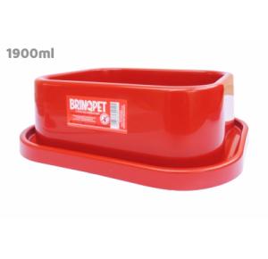 COMEDOURO PLASTICO ANTI-FORMIGAS  CAES E GATOS GG - VERMELHO 1900ML BRINQ PET