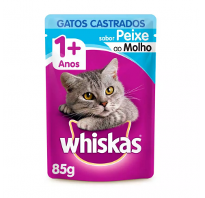 Ração Úmida Whiskas Para Gatos Castrados Sachê Sabor Peixe - 85g