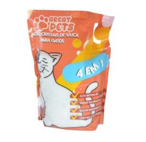 Areia Higiênica Micro Sílica Fina Great Pets 4 em 1 - 1,6kg