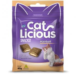 Petisco Snack Cat Licious para Gatos Hairball - 40g