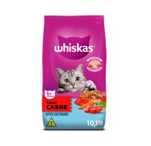 Ração Whiskas para Gatos Adultos Castrados Sabor Carne 10.1 kg