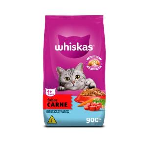 Ração Whiskas para Gatos Adultos Castrados Sabor Carne 900gr