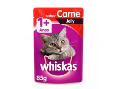 Ração Úmida Whiskas Sachê Jelly para Gatos Adultos Sabor Carne - 85g