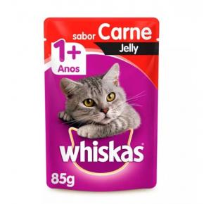 Ração Úmida Whiskas Sachê Jelly para Gatos Adultos Sabor Carne - 85g